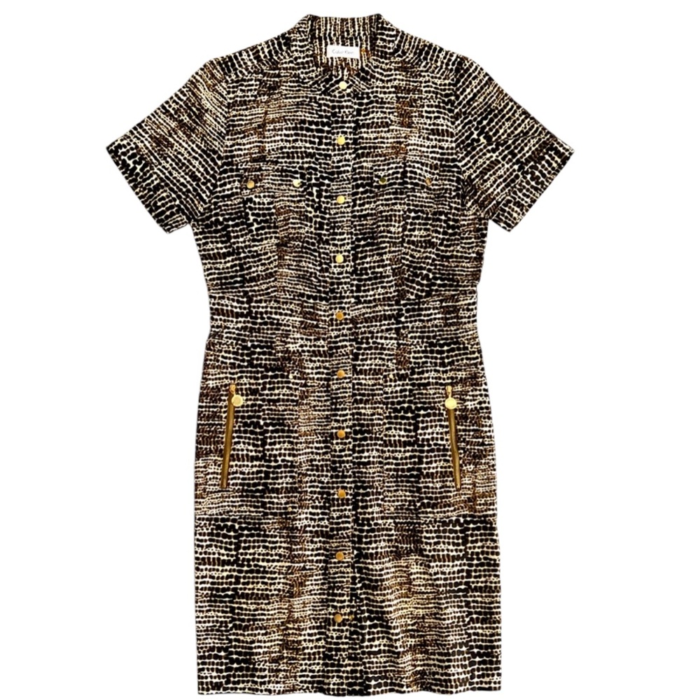 Calvin Klein Animal Print Button-Up Dress Medium